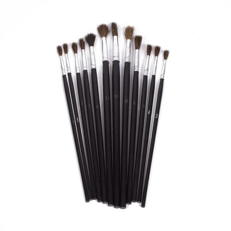 Pinsel Set 12 tlg. Paint Brush aus Nylon Kunst Malen Acryl Aquarell Ölfarben Gouche