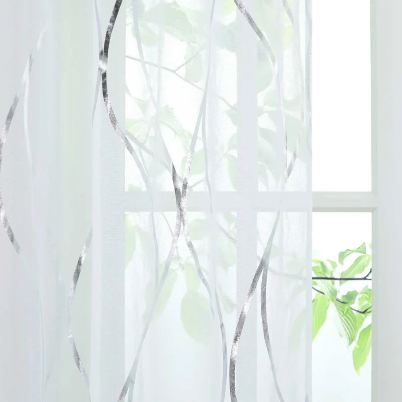 Gardine Ösenschal mit Wellenmuster lichtdurchlässig
