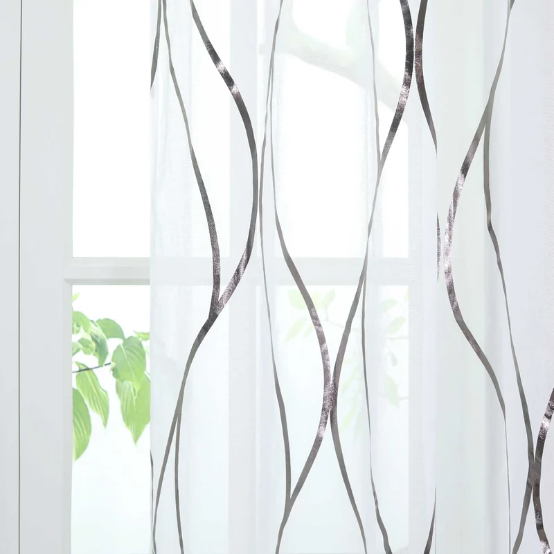 Gardine Ösenschal mit Wellenmuster lichtdurchlässig