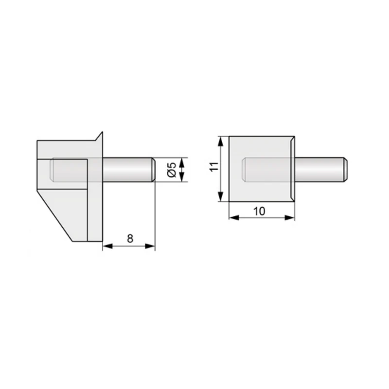 Regalbodenträger Metall-Kunststoff 5mm - 1 Stk.