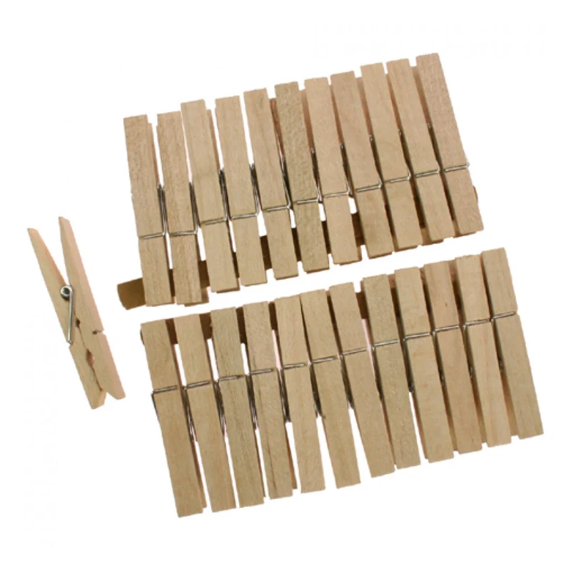 24 Wäscheklammern Holz Klammern Wäsche Clips Handtuchklemmen