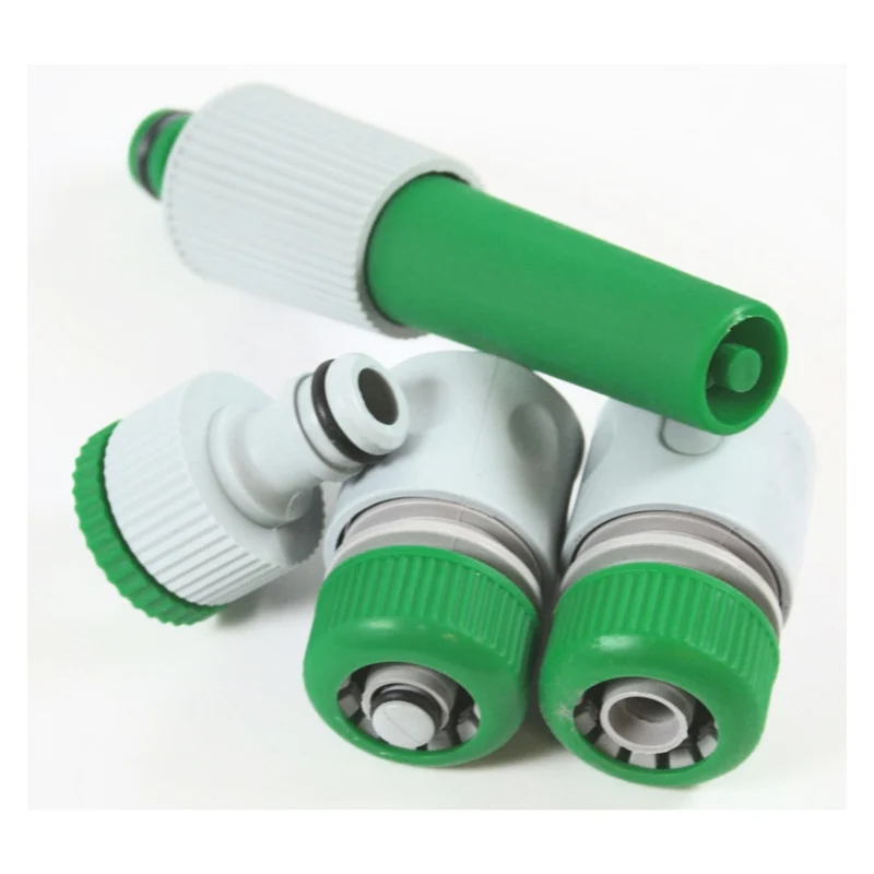 Gartenschlauch Adapter Aufsatz Set 4 tlg Wasserspritze Schlauchverbindung grün