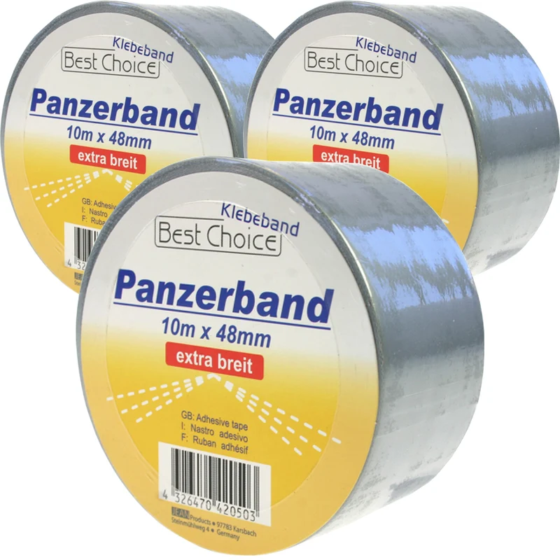 Panzertape 3 Rollen Panzerband Klebeband Tape Gewebeband Gaffa Silber