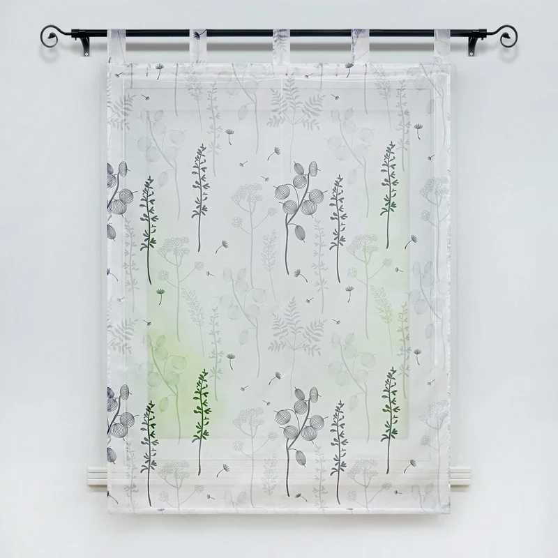 Rollo mit Schlaufenaufhängung mit Laternenblume Muster Halbtransparent