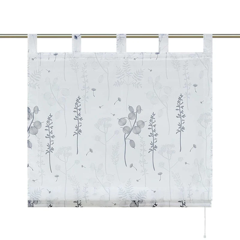 Rollo mit Schlaufenaufhängung mit Laternenblume Muster Halbtransparent