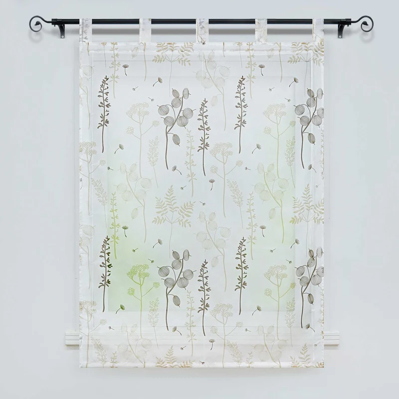 Rollo mit Schlaufenaufhängung mit Laternenblume Muster Halbtransparent
