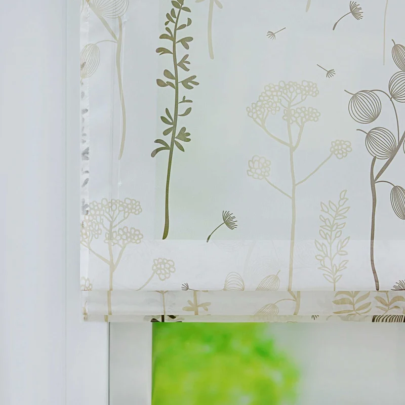 Rollo mit Schlaufenaufhängung mit Laternenblume Muster Halbtransparent