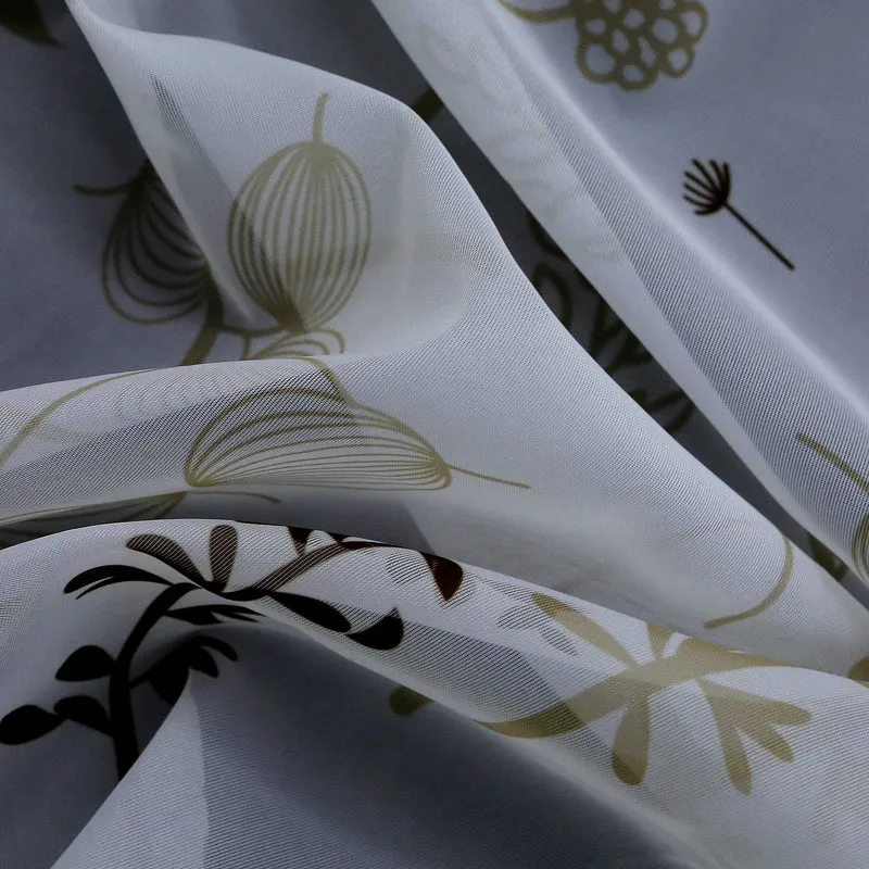 Rollo mit Schlaufenaufhängung mit Laternenblume Muster Halbtransparent