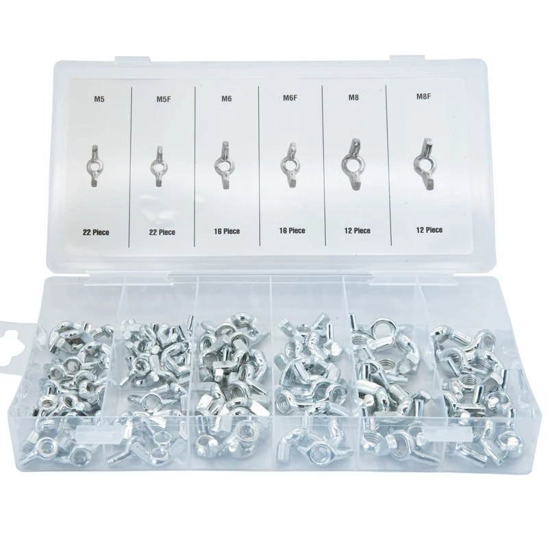 100x Flügelmuttern Flügel Muttern Schmetterlingmuttern Sortiment Set M5 M6 M8