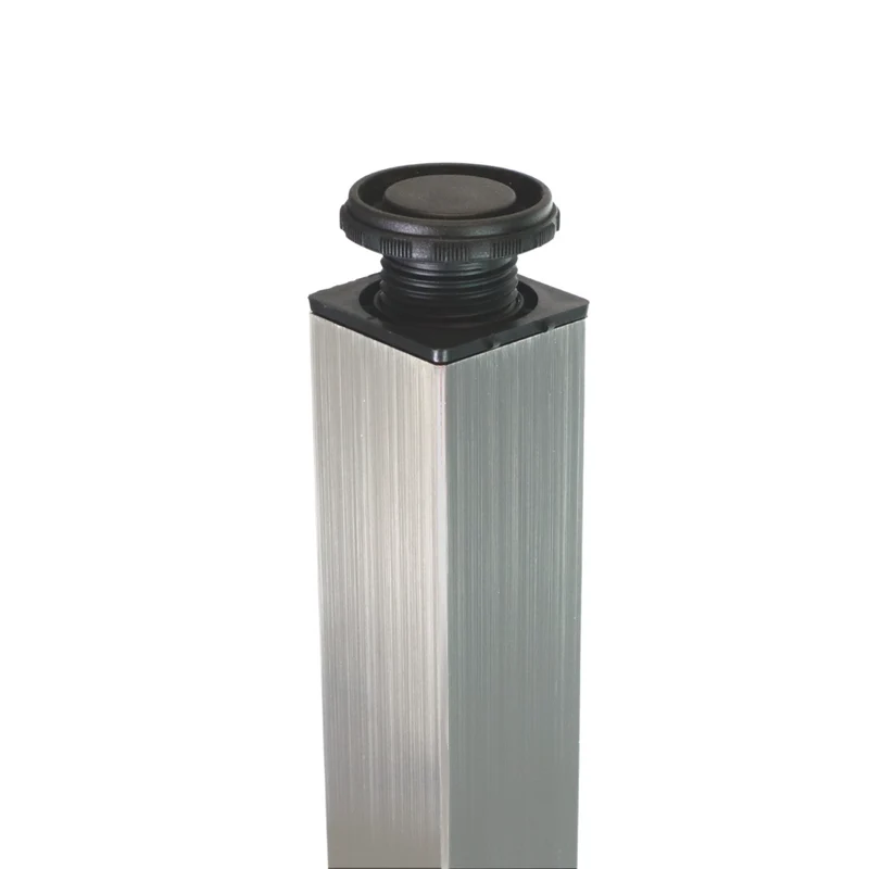 Quadratisches Tischbein 71 cm hoch, Gebürstetes Nickel, ZnAl Montageplatte