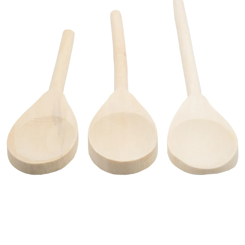 3x Kochlöffel Holzkochlöffel Küchenhelfer Pfannenwender Rühr-Löffel Holz Set