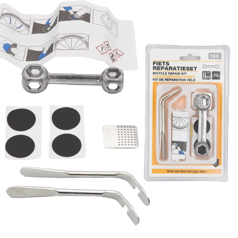 Fahrrad Reparaturset Reifen Reparatur Flicken Set 10-teilig mit Werkzeug