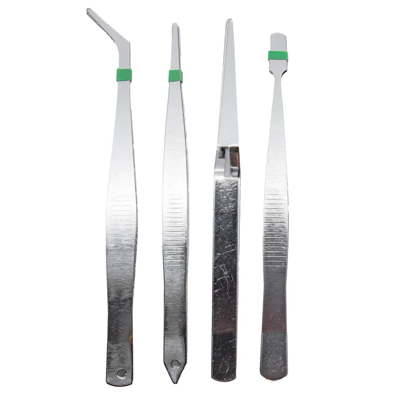 Pinzetten Set 4 Stk Flachpinzette Kreuzpinzette Spitzpinzette Modellbau Basteln
