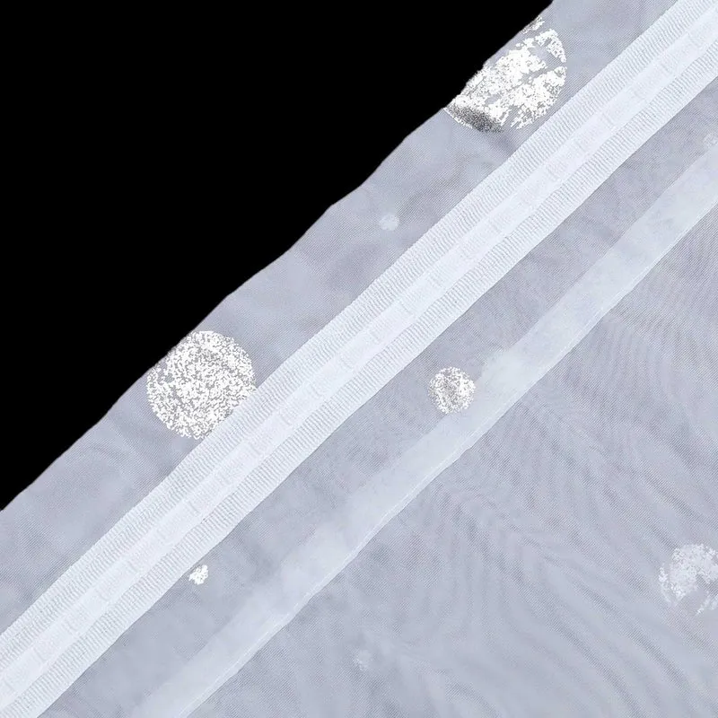 Scheibengardine Doppelschichtige Küchengardinen Voile Bogen mit Glänz Kreise