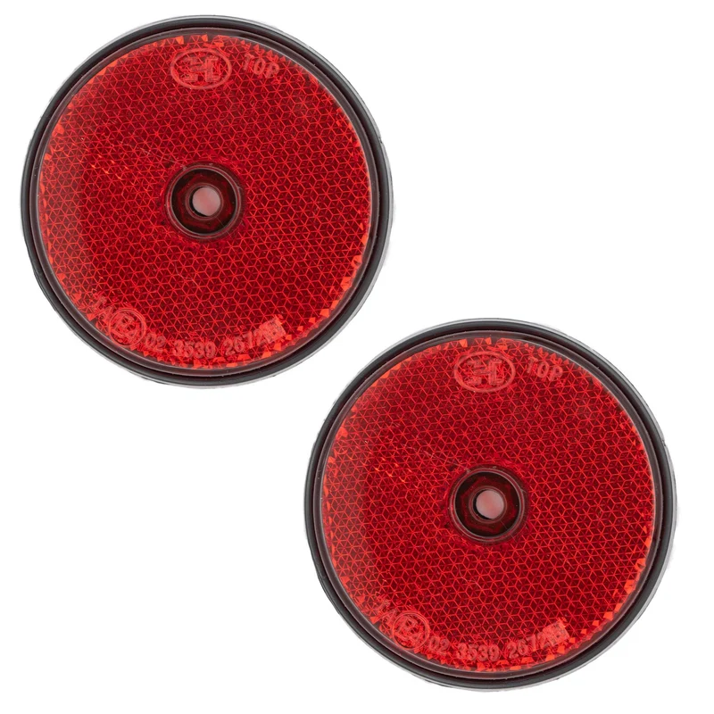 2x Reflektor Anhänger Rot Rund 60mm Rückstraher Wohnwagen PKW LKW Katzenauge Set