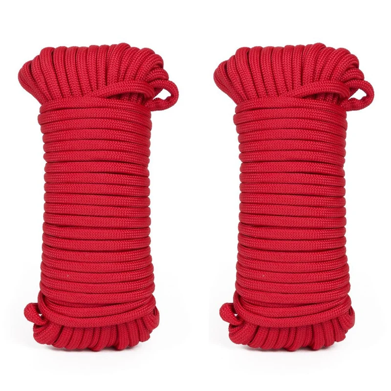 2x Paracord Campingseil Survival 15m Outdoor Fallschirm Schnur Leine Seil Rot