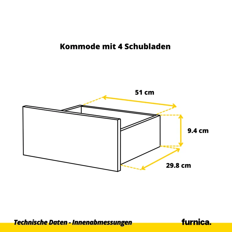 GABRIEL - Kommode / Sideboard mit 14 Schubladen (4+6+4) - Weiß Matt / Wotan Eiche H92/70cm B220cm T33cm