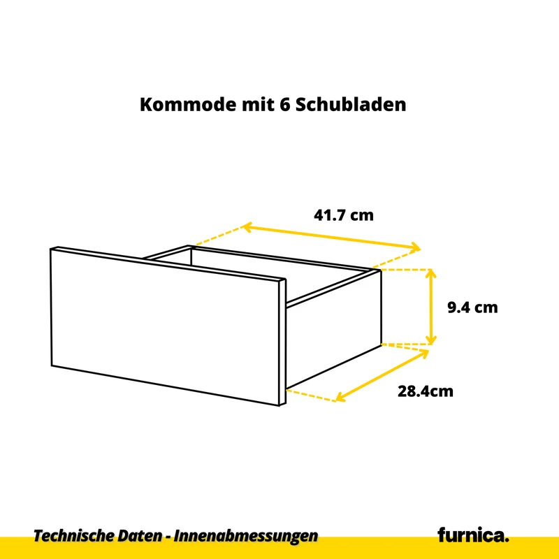GABRIEL - Kommode / Sideboard mit 10 Schubladen (6+4) - Weiß Matt / Wotan Eiche H92/70cm B160cm T33cm