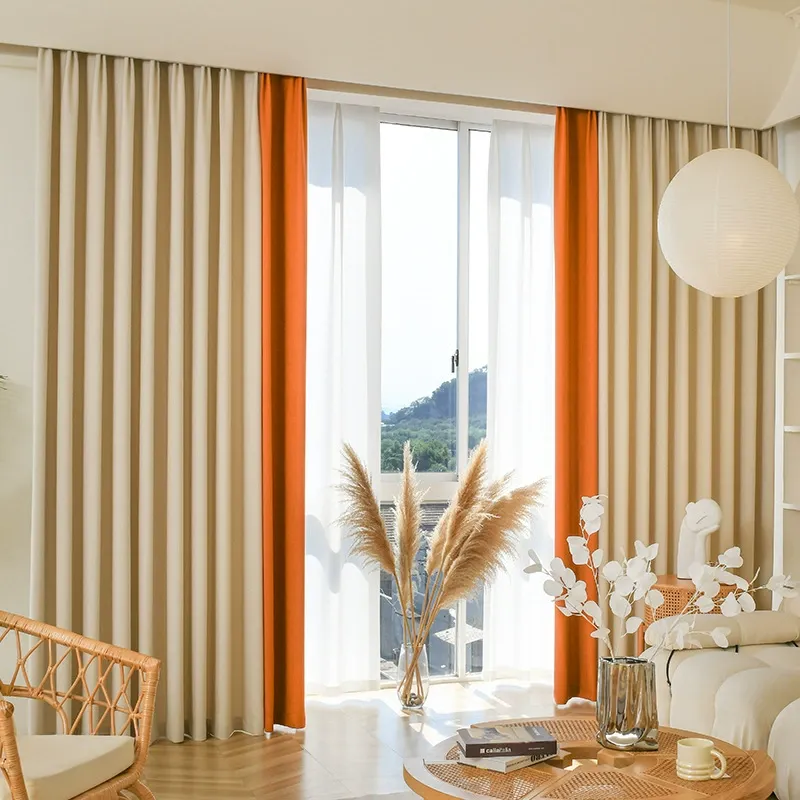 Orangefarbener Vorhang für modernes Wohnzimmer