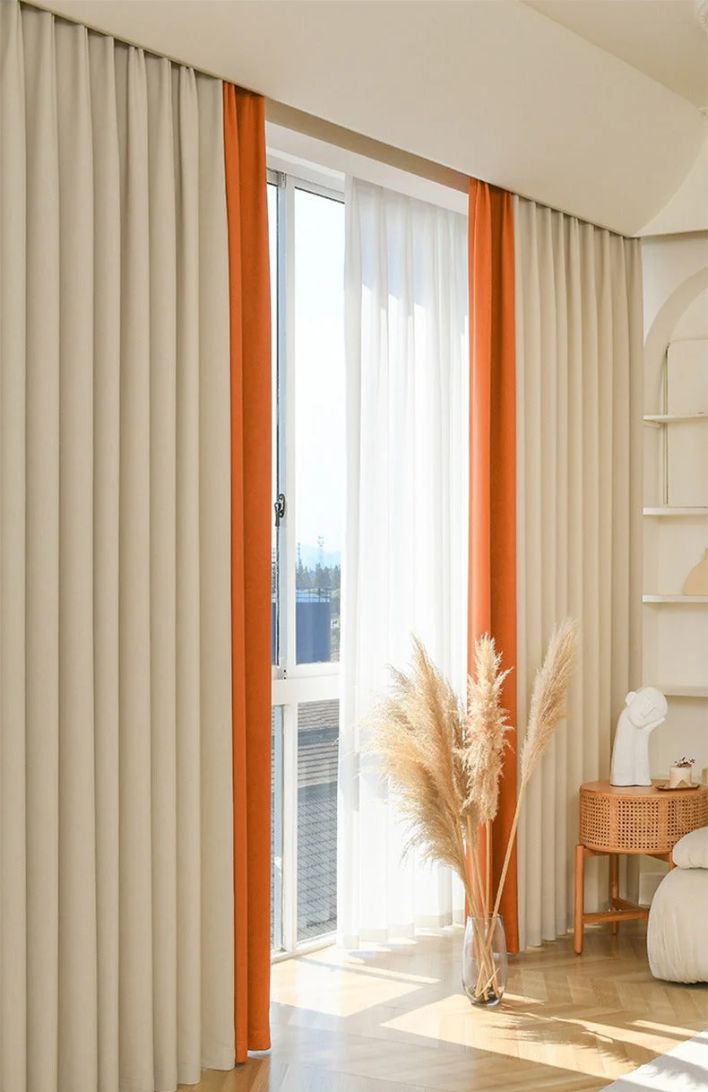 Orangefarbener Vorhang für modernes Wohnzimmer