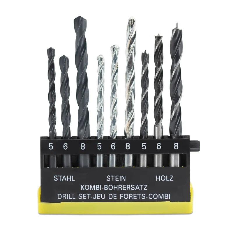 Bohrersatz Metall Holz Stein 9 tlg Beton Stahl Bohrer Universal Sortiment Set