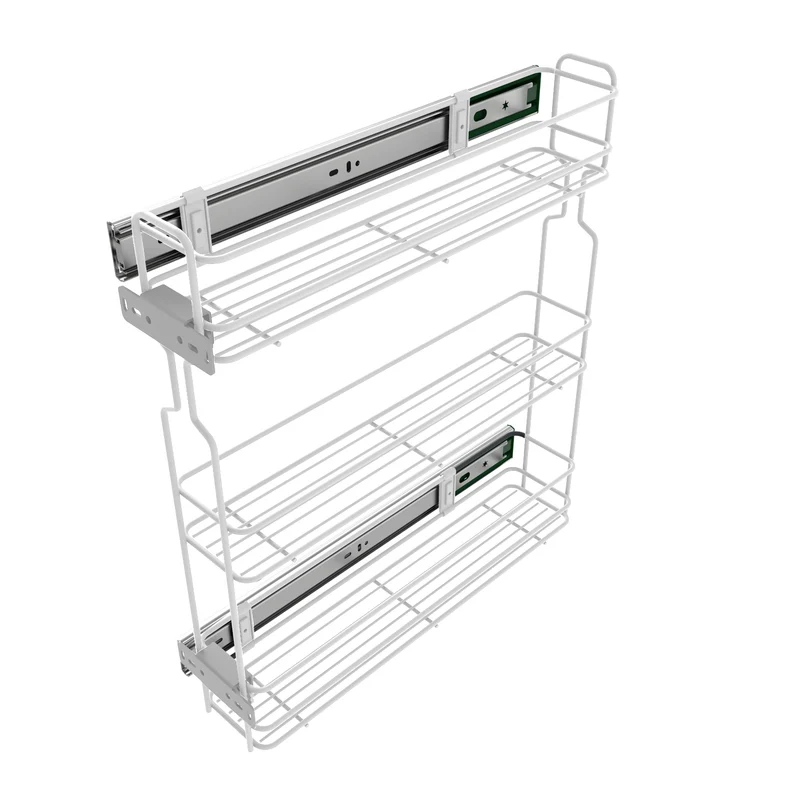 Apothekerauszug 20 cm – 3 Einlegeböden, Weiß – Schmaler Küchenschrank Auszug
