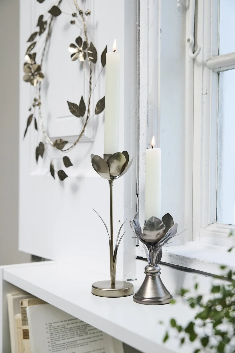 Stefine Blumenkerzenständer H12 Silber