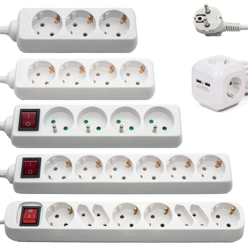 Steckdosenleiste Steckerleiste Mehrfachsteckdose Mehrfachstecker 3 4 6 8 fach USB