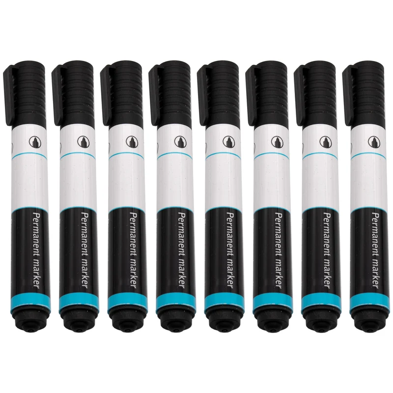 8x Permanentmarker Permanent-Marker Filzstift Schwarz Rundspitze Marker