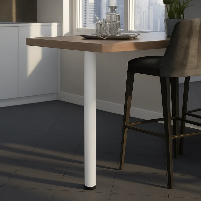 Tischbein 110 cm hoch - ZnAl Montageplatte - Weiss
