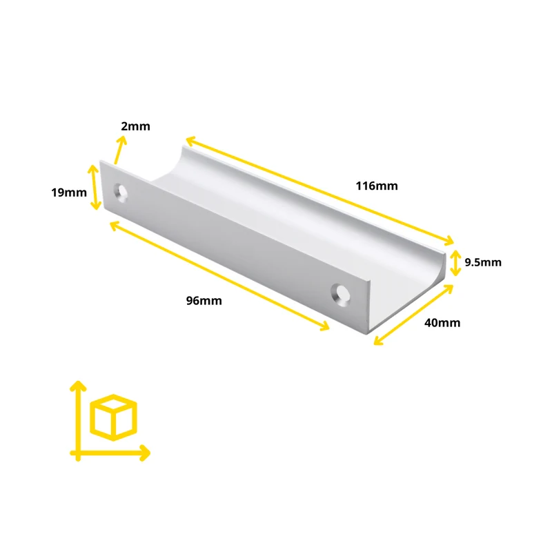 Griffleiste Kantengriff 96mm (116mm Gesamtlänge) - Aluminium