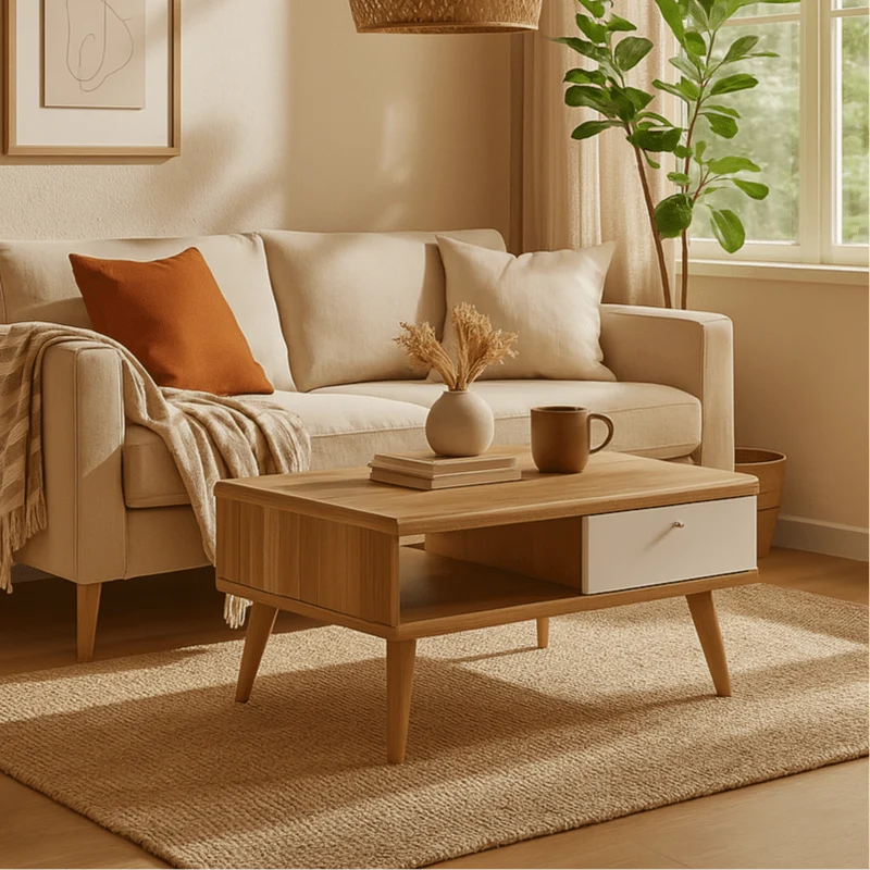 Couchtisch 107x46 cm mit Schublade im skandinavischen Stil | Lato