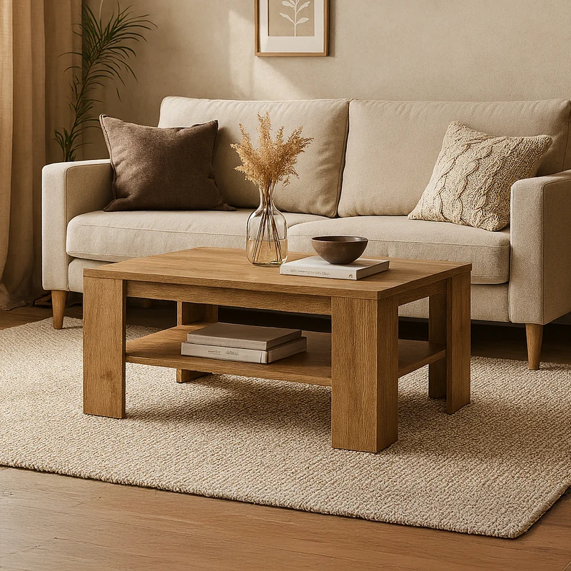 Couchtisch 103x38 cm mit Regalboden im skandinavischen Stil | Gorky