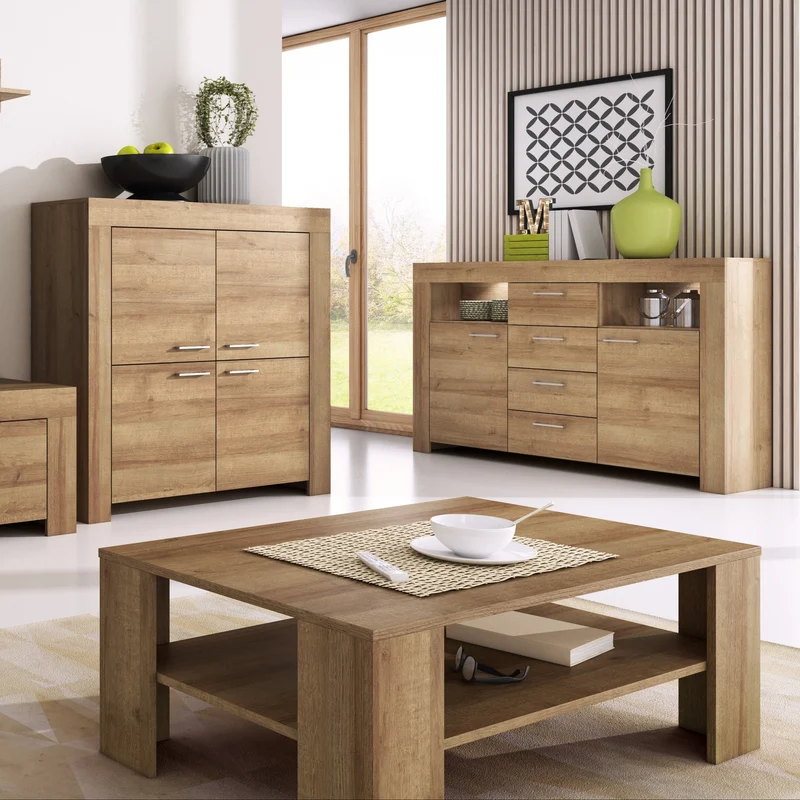 Couchtisch 103x38 cm mit Regalboden im skandinavischen Stil | Gorky