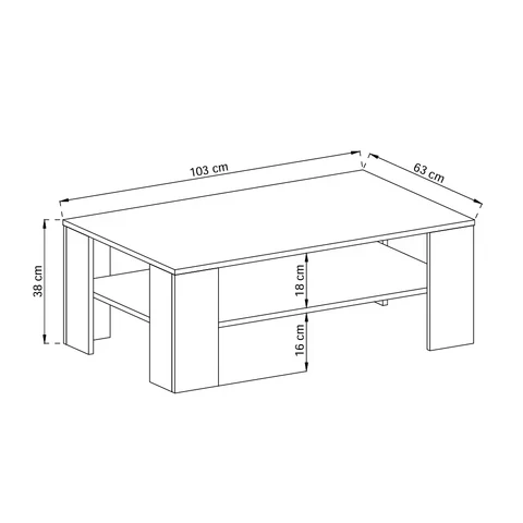 Couchtisch 103x38 cm mit Regalboden im skandinavischen Stil | Gorky