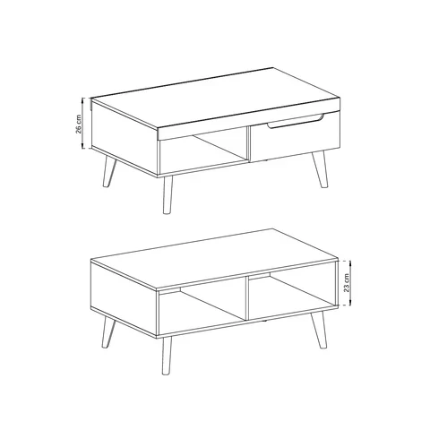 Couchtisch 107x46 cm mit Regalboden im modernen Stil | Trava