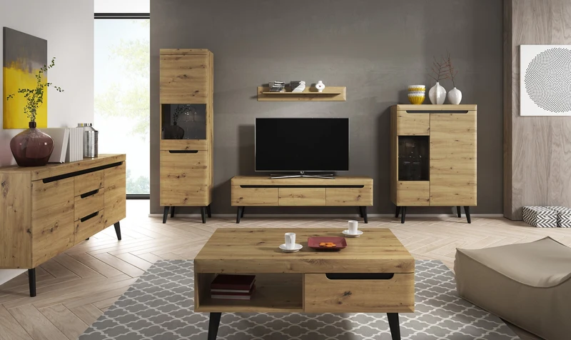 Couchtisch 107x46 cm mit Regalboden im modernen Stil | Trava