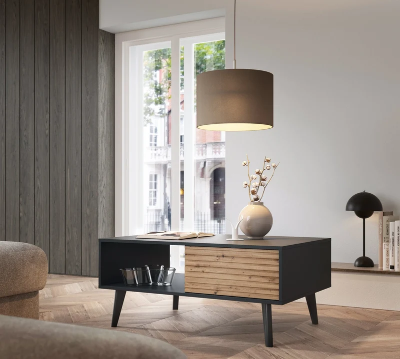 Couchtisch 104x48 cm mit Schublade im Loft-Stil | Las