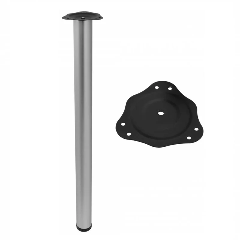 Tischbein 82 cm hoch - Stahl Montageplatte - Aluminium