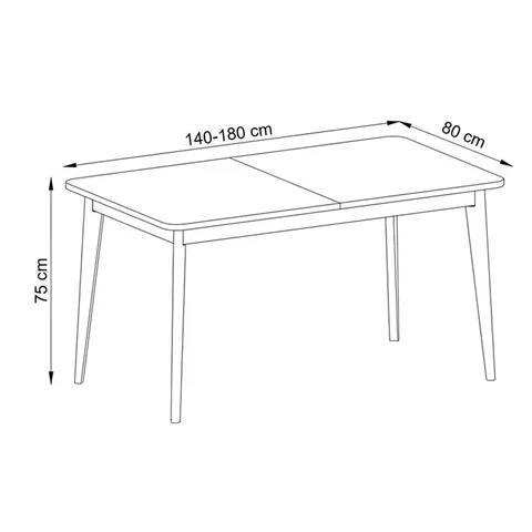 Ausziehbarer Tisch 140–180x76 cm im skandinavischen Stil | Trava