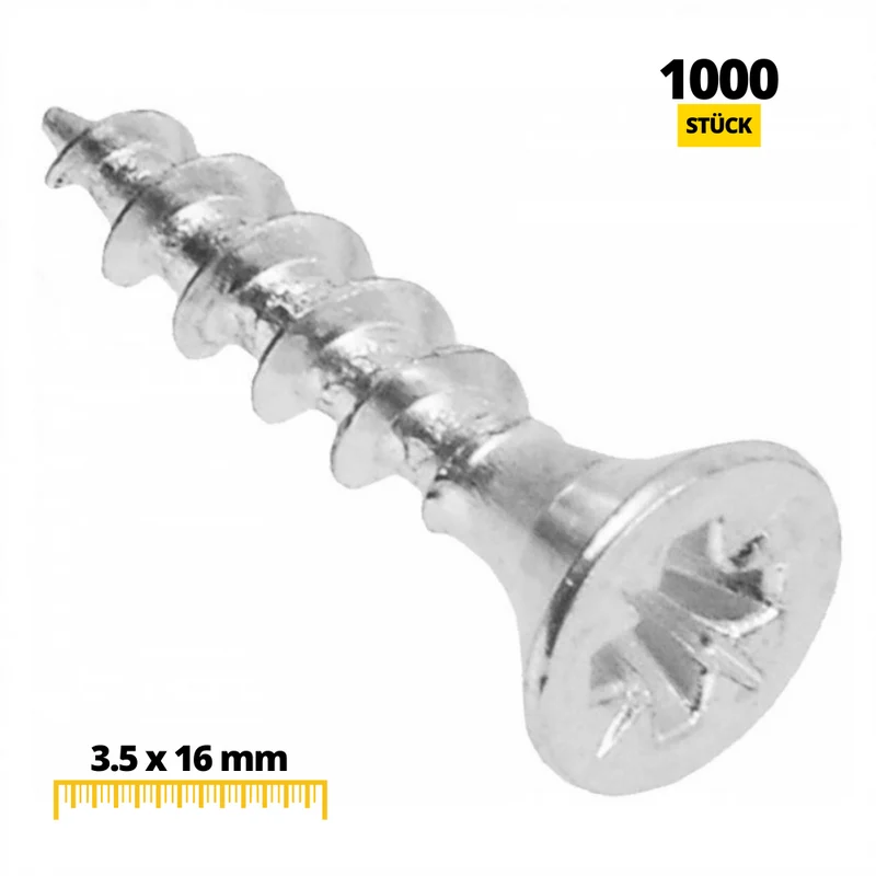Holzschrauben PZ2 3.5x16mm Weißer Zink (1000 stk.)