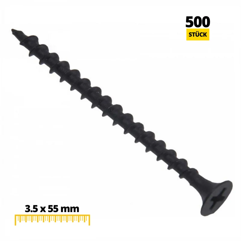 Holzschrauben Phillips PH2 3.5x55mm Schwarz (500 stk.)