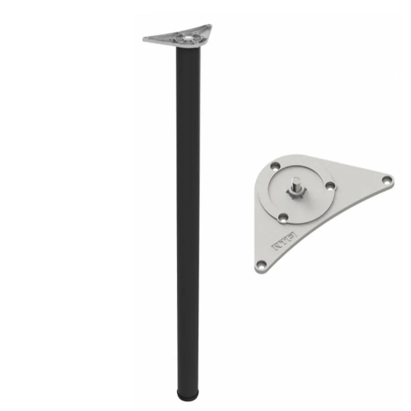 Tischbein 110 cm hoch - ZnAl Montageplatte - Schwarz