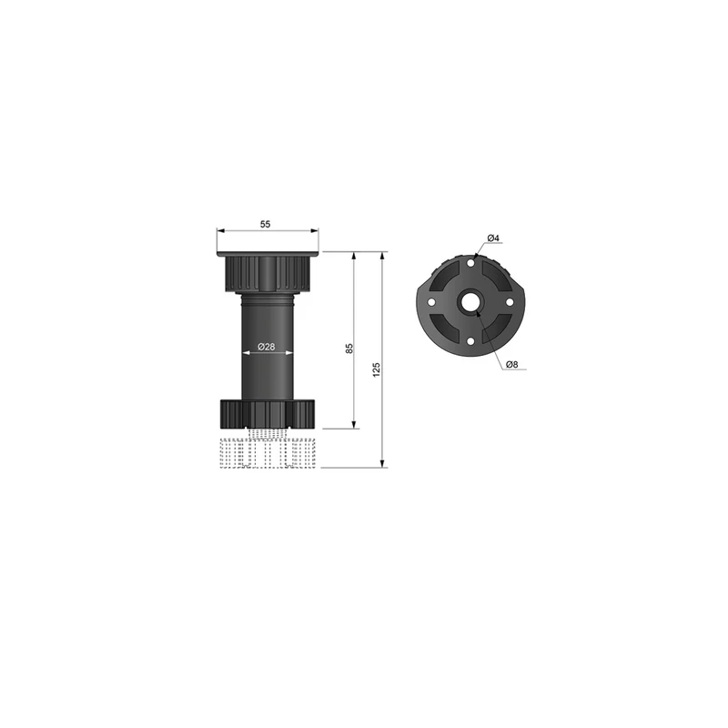 Verstellbare Küchenfüße 100mm - Schwarz
