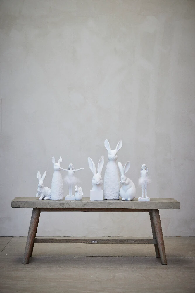 Sekoua Hase Dekoration Polyresin weiss