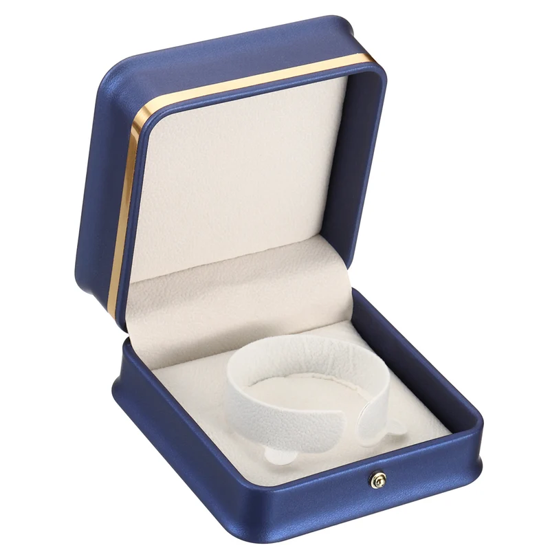 Velvet Bracelet Box, Single Slot Jewelry Holder for Wedding Style 2, Blue