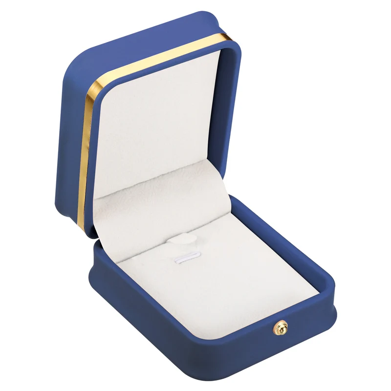 Velvet Necklace Box, Single Slot Jewelry Holder for Wedding Style 3, Blue