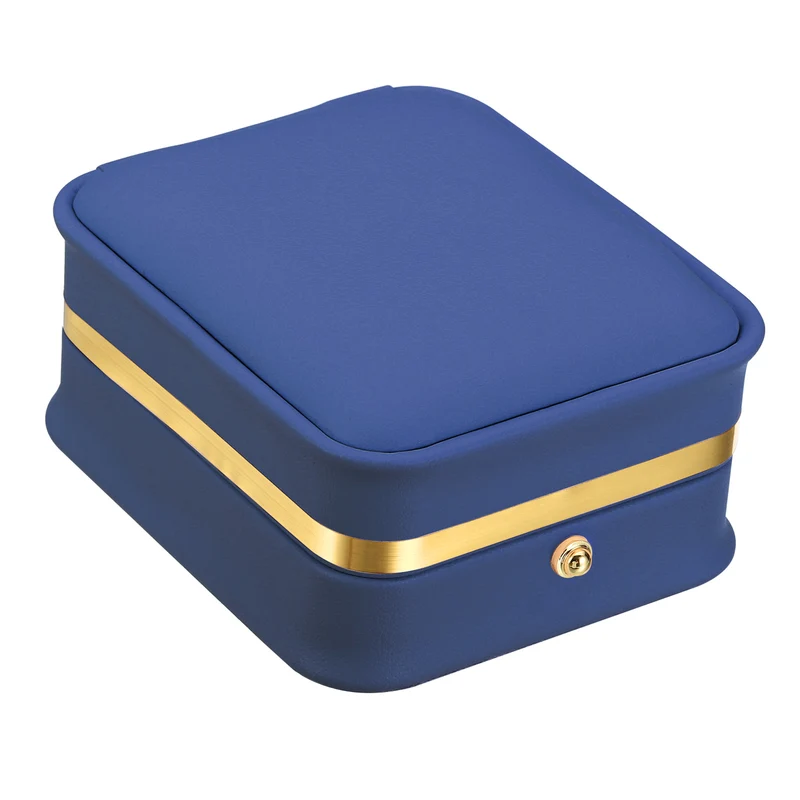 Velvet Necklace Box, Single Slot Jewelry Holder for Wedding Style 3, Blue