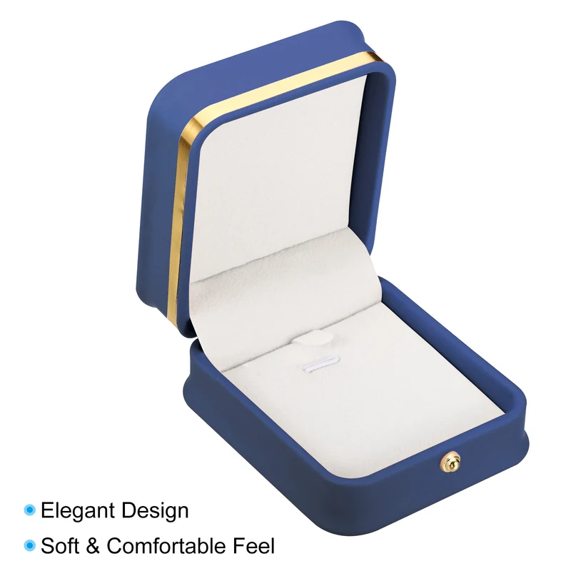 Velvet Necklace Box, Single Slot Jewelry Holder for Wedding Style 3, Blue