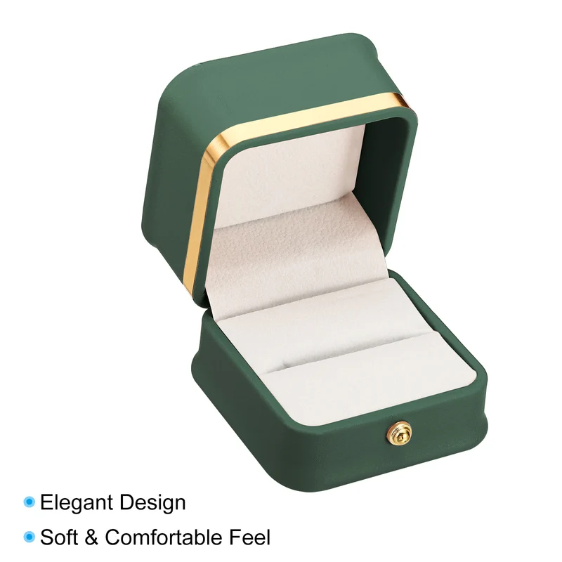Velvet Ring Box, Single Slot Wedding Ring Box Jewelry Holder Style 2, Blue